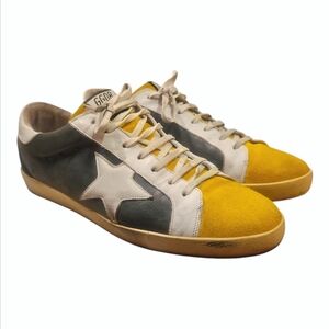 GOLDEN GOOSE | Super-Star Low Suede Sneaker In Yellow Gray ~ Size EU 43 / US 10